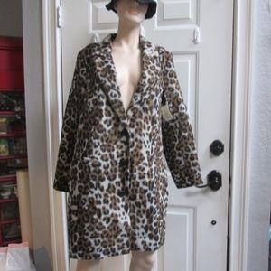 new JAIME women's LEOPARD print jacket knee length  Sz 1X